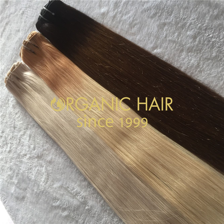 full cuticle remy hair ombre and blonde clip in hair extensions H126